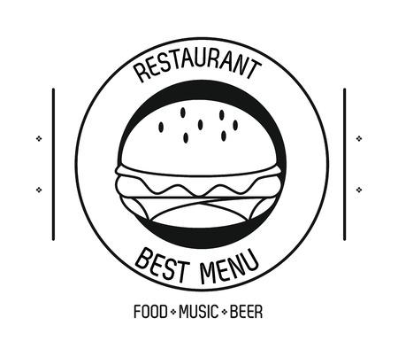 Restaurant food music and beer emblem concept vector illustration graphic designのイラスト素材