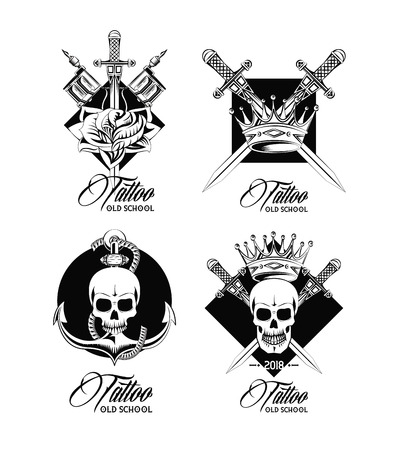 Set of tattoo design emblems collection vector illustration graphicのイラスト素材