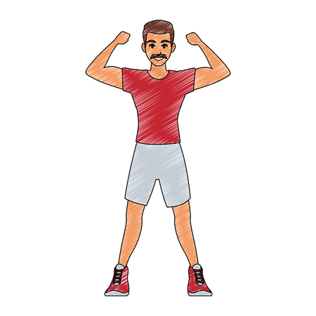 Fitness man flexing arms vector illustration graphic designのイラスト素材
