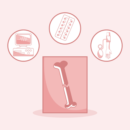 Xray bones and medicine pills vector illustration graphic designのイラスト素材