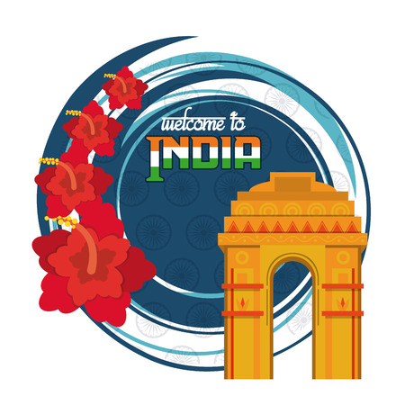 Welcome to india delhi city card vector illustration graphic designのイラスト素材