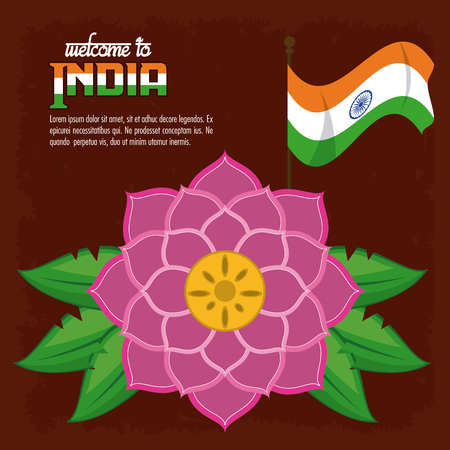 Welcome to India card with lotus flowers vector illustration graphic designのイラスト素材