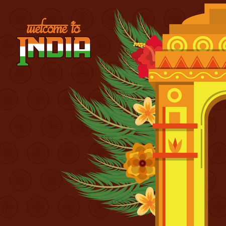 Welcome to india delhi city card vector illustration graphic designのイラスト素材