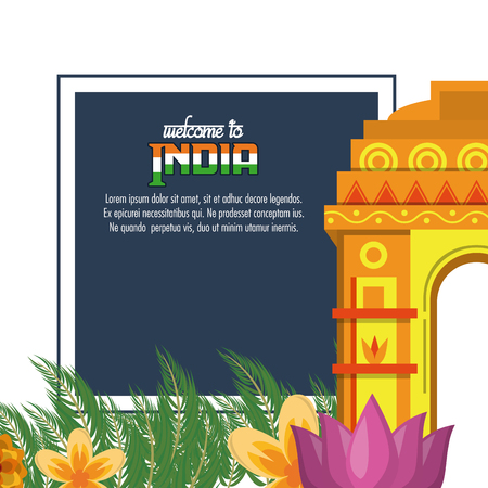 Welcome to india delhi city card vector illustration graphic designのイラスト素材
