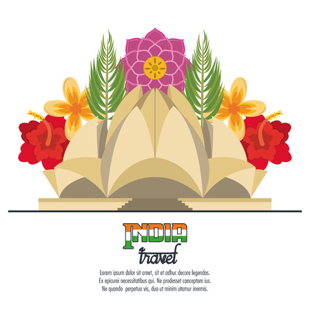 India travel card with lotus temple vector illustration graphic designのイラスト素材