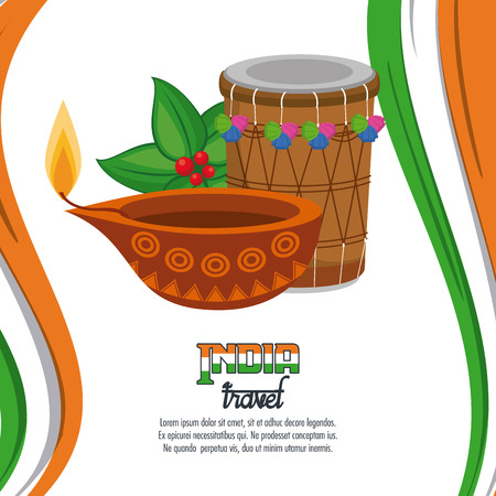 India travel card with different elements vector illustration graphic designのイラスト素材
