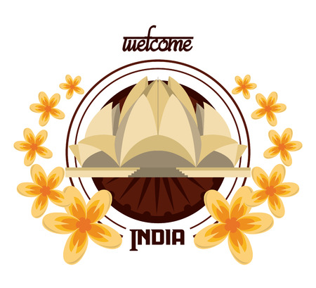 Welcome to india card with lotus temple vector illustration graphic designのイラスト素材