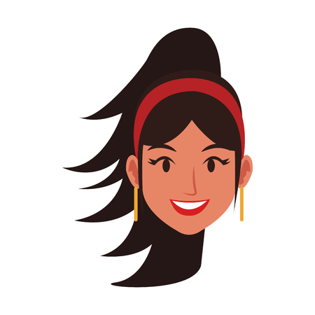 Disco woman face cartoon vector illustration graphic designのイラスト素材