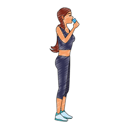 Fitness woman drinking waterのイラスト素材