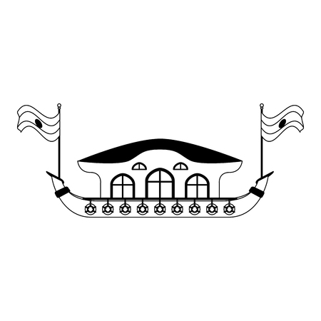 Kerala houseboat isolated vector illustration graphic designのイラスト素材