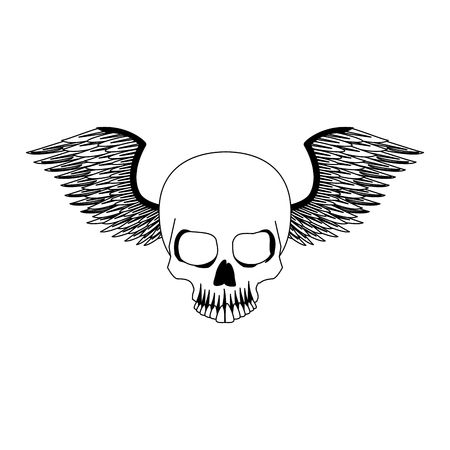 Tatto skull drawing with wings vector illustration graphic designのイラスト素材
