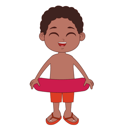 Cute boy in swim suit and float vector illustration graphic designのイラスト素材