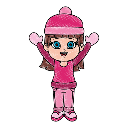 Beautiful girl with winter clothes cartoon vector illustration graphic designのイラスト素材
