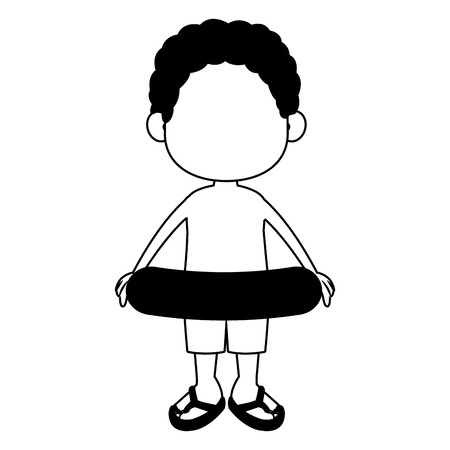 Cute boy in swim suit and float vector illustration graphic designのイラスト素材
