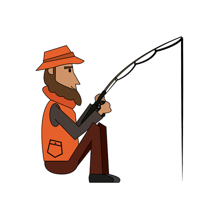 Fisherman with rod vector illustration graphic designのイラスト素材