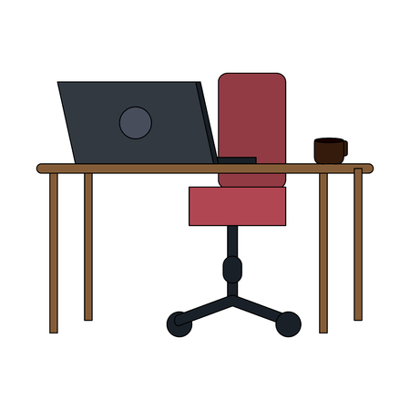 Desk and chair with laptop vector illustration graphic designのイラスト素材