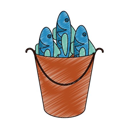 Fishes in bucket vector illustration graphic designのイラスト素材