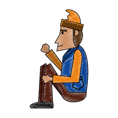 Fisherman seated cartoon vector illustration graphic designのイラスト素材