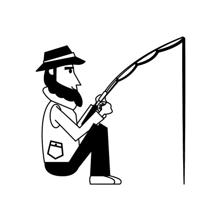 Fisherman with rod vector illustration graphic designのイラスト素材