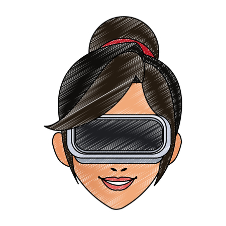 Woman with VR glasses vector illustration graphic designのイラスト素材