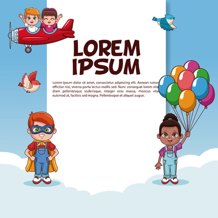 Cute and funny kids poster with information vector illustration graphic designのイラスト素材