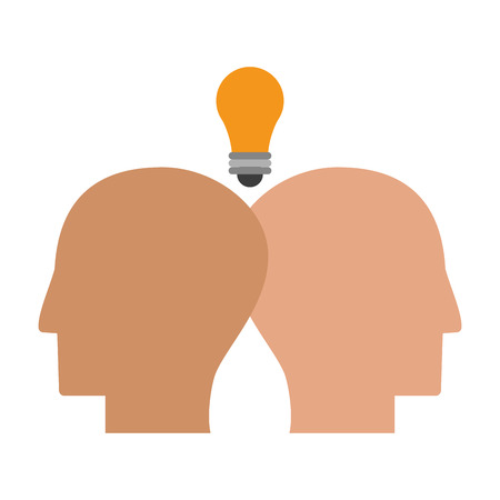 Head silhouette and bulb light vector illustration graphic designのイラスト素材