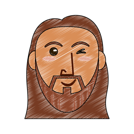 Jesus Christ face cartoon vector illustration graphic designのイラスト素材