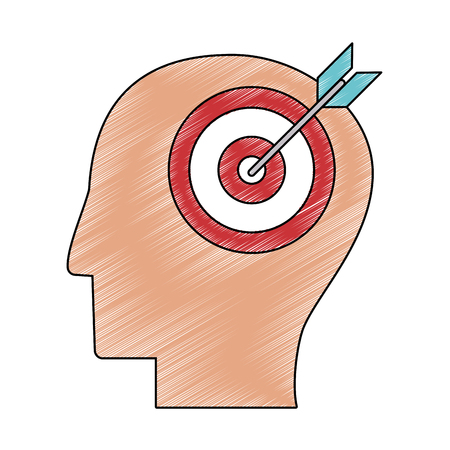 Head with dartboard inside vector illustration graphic designのイラスト素材