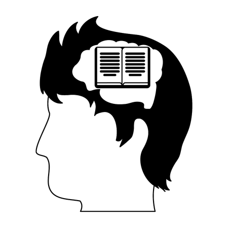 Book inside head silhouette vector illustration graphic designのイラスト素材