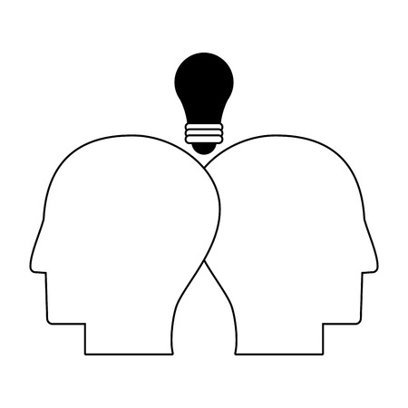 Head silhouette and bulb light vector illustration graphic designのイラスト素材