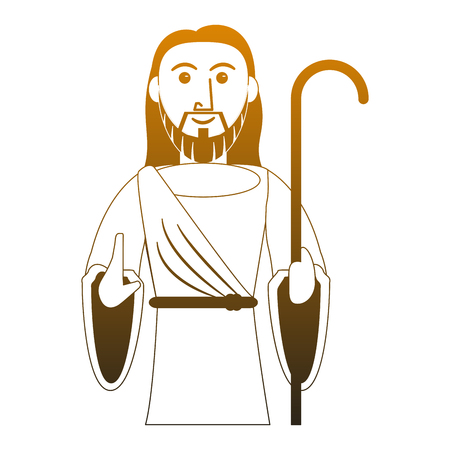 Jesus Christ with stick cartoon vector illustration graphic designのイラスト素材