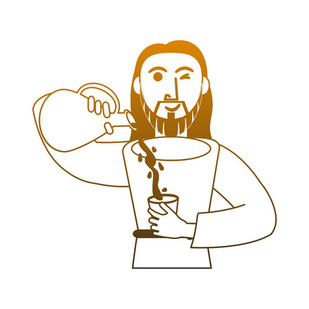 Jesus Christ turning water into wine vector illustration graphic designのイラスト素材