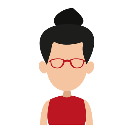 Young woman faceless with glasses profile vector illustration graphic designのイラスト素材