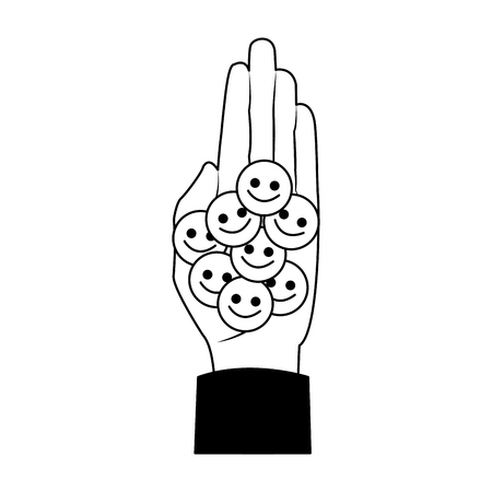 Hand passing smile emoticon to other hand vector illustration graphic designのイラスト素材