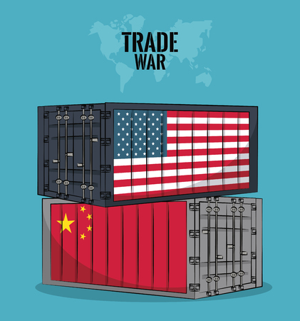 China and USA trade war concept vector illustration graphic designのイラスト素材