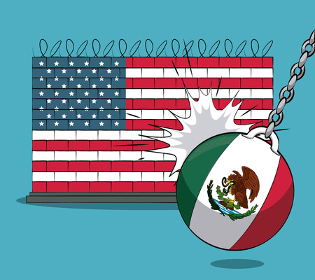 USA and mexico trade war concept vector illustration graphic designのイラスト素材