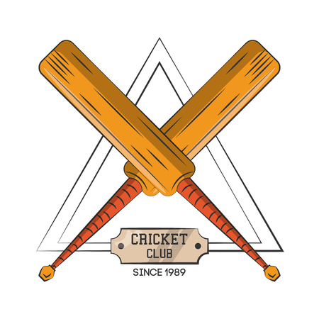 Cricket rackets and ball emblem vector illustration graphic designのイラスト素材