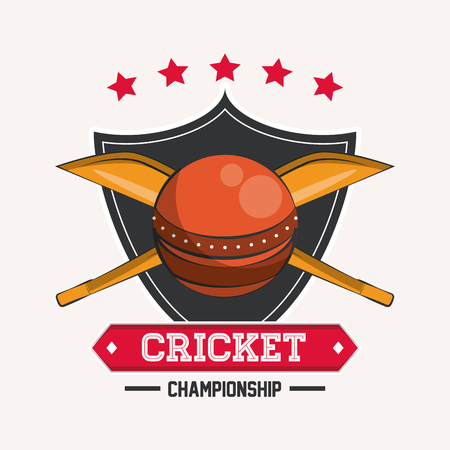 Cricket championship game emblem with equipment vector illustration graphic designのイラスト素材