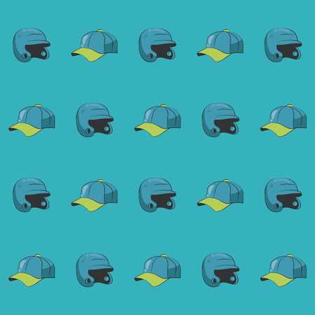Baseball pattern background with helmets and hats vector illustration graphic designのイラスト素材