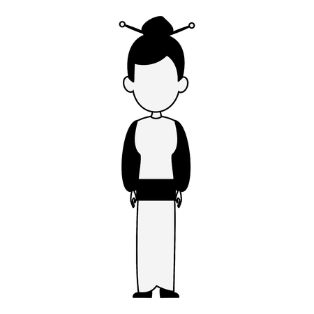 Japanese Woman with kimono cartoon isolated vector illustration graphic designのイラスト素材