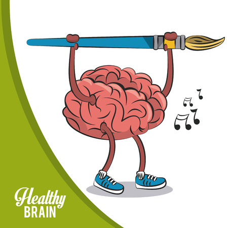 Healthy brain concept with paint brush vector illustration graphic designのイラスト素材