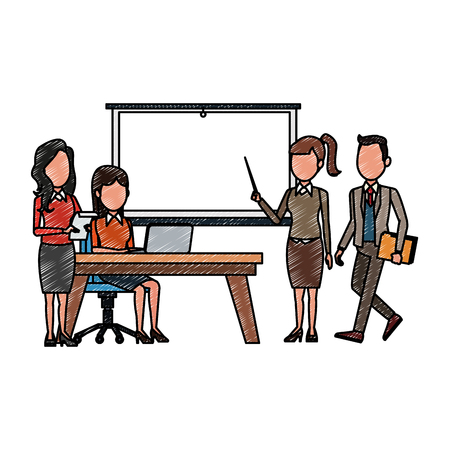 Business meeting exposing with whiteboard vector illustration graphic designのイラスト素材