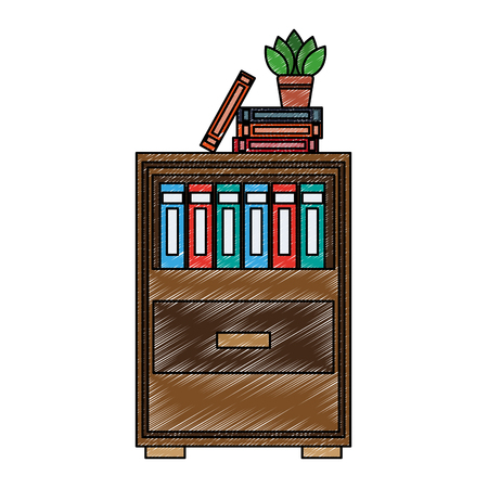 Wooden cabinet with books vector illustration graphic designのイラスト素材
