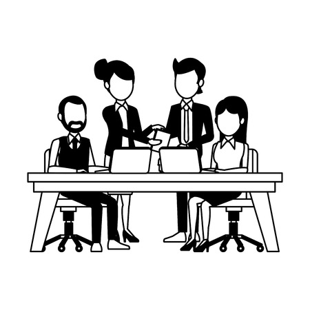 Business teamwork working at office vector illustration graphic designのイラスト素材