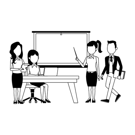 Business meeting exposing with whiteboard vector illustration graphic designのイラスト素材