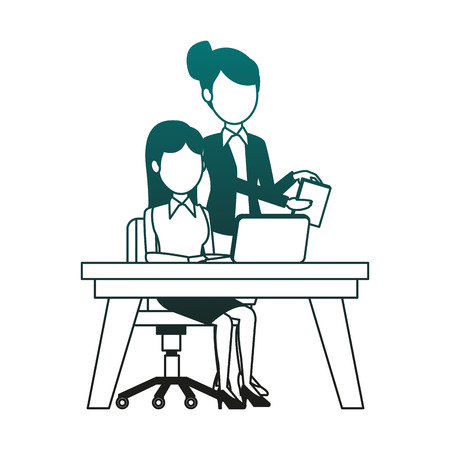 Business woman with profit reports vector illustration graphic designのイラスト素材