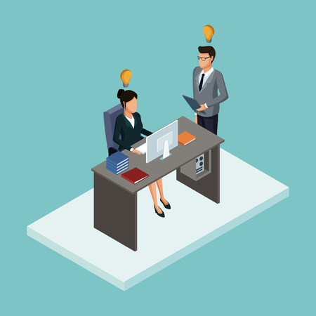 Executives at business meeting isometric concept vector illustration graphic designのイラスト素材