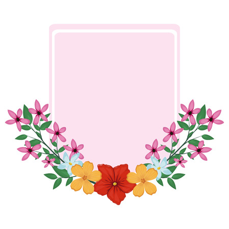 Decorative flowers square frame vector illustration graphic designのイラスト素材