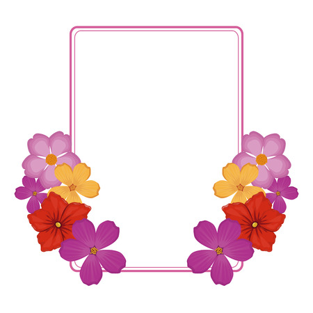 Decorative flowers square frame vector illustration graphic designのイラスト素材