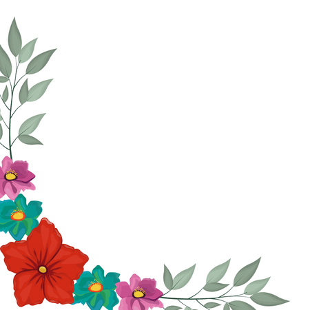 Decorative flowers square frame vector illustration graphic designのイラスト素材